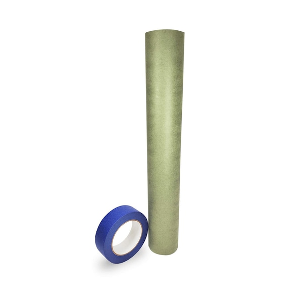 Idl Packaging 18 x 60 yd Green Masking Paper and 1 1/2 x 60 yd Painters Tape Set of 1 Each for Covering GRH-18, 4463-112 - main